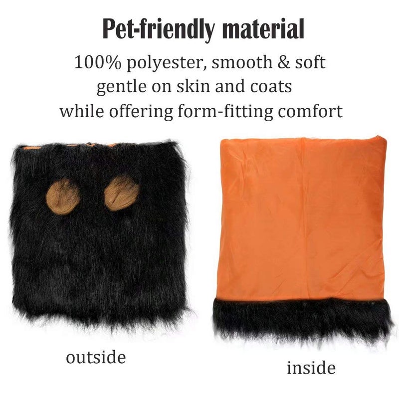 OLLULL Lions Mane for Large Dog Halloween Costumes, Pet Black Wig with Ears - Image 4